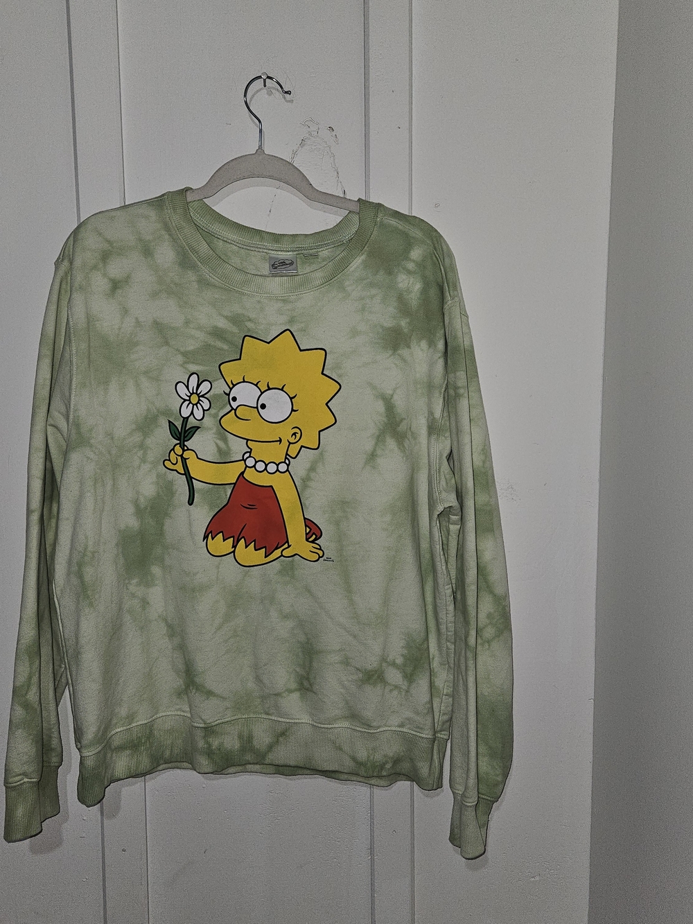 Lisa Simpson Tie-Dye Crewneck Sweatshirt - Light Green
